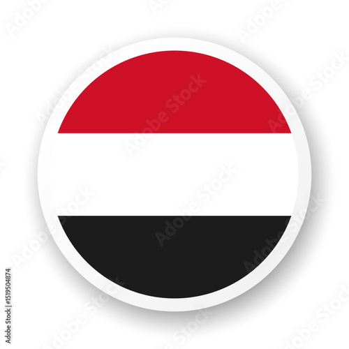 Free Download Flag of Yemen icon. Round vector element with shadow. Best for mobile apps, UI and web design. - GFXLoad