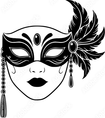 Beautiful Female Mask vector icon art illustration, mask icon vector art, modern and stylish mask
