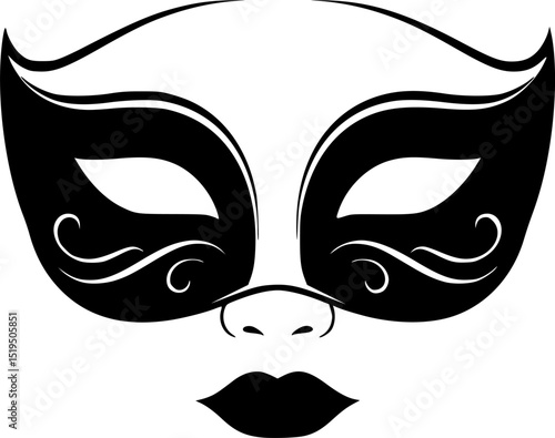 Beautiful Female Mask vector icon art illustration, mask icon vector art, modern and stylish mask
