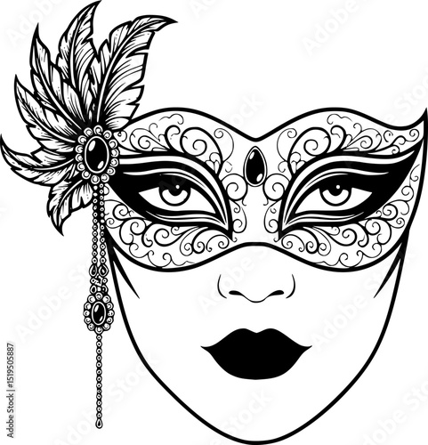 Beautiful Female Mask vector icon art illustration, mask icon vector art, modern and stylish mask
