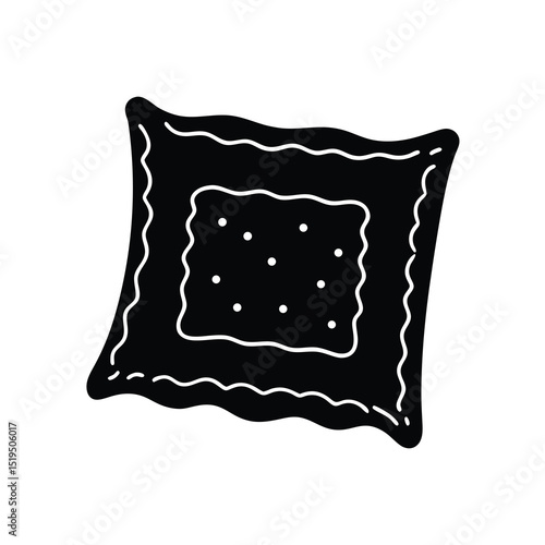 Black and white ravioli pasta illustration