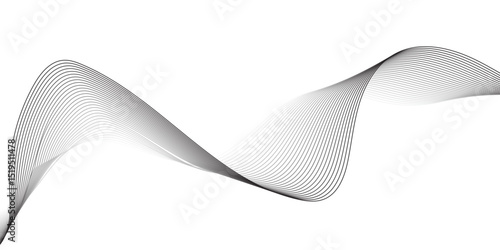 Generate an abstract design featuring thin, wavy black lines on a clean white background. The lines should flow smoothly and organically, creating a sense of movement and subtle texture,