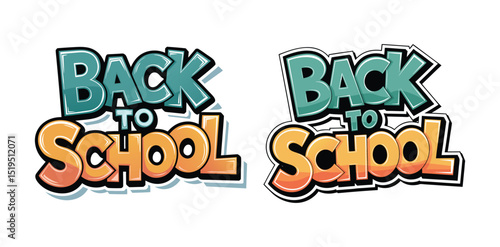 Colorful "Back to School" Cartoon Text Design for Educational Promotions and Supplies