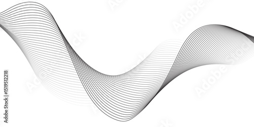 Generate an abstract design featuring thin, wavy black lines on a clean white background. The lines should flow smoothly and organically, creating a sense of movement and subtle texture,