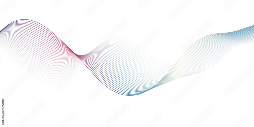 Fototapeta premium abstract image of a single, flowing wave or ribbon on a clean white background. The wave should exhibit a subtle gradient, transitioning from a soft blue on the left to a delicate pink or light purple