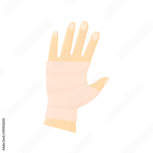 Hand in bandages. Treatment for a bruised hand. Hand injury.