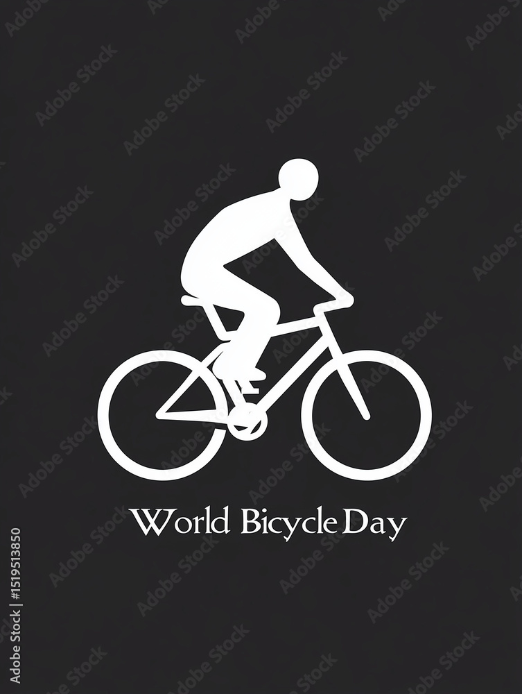 Fototapeta premium Cyclist celebrates world bicycle day riding a bike