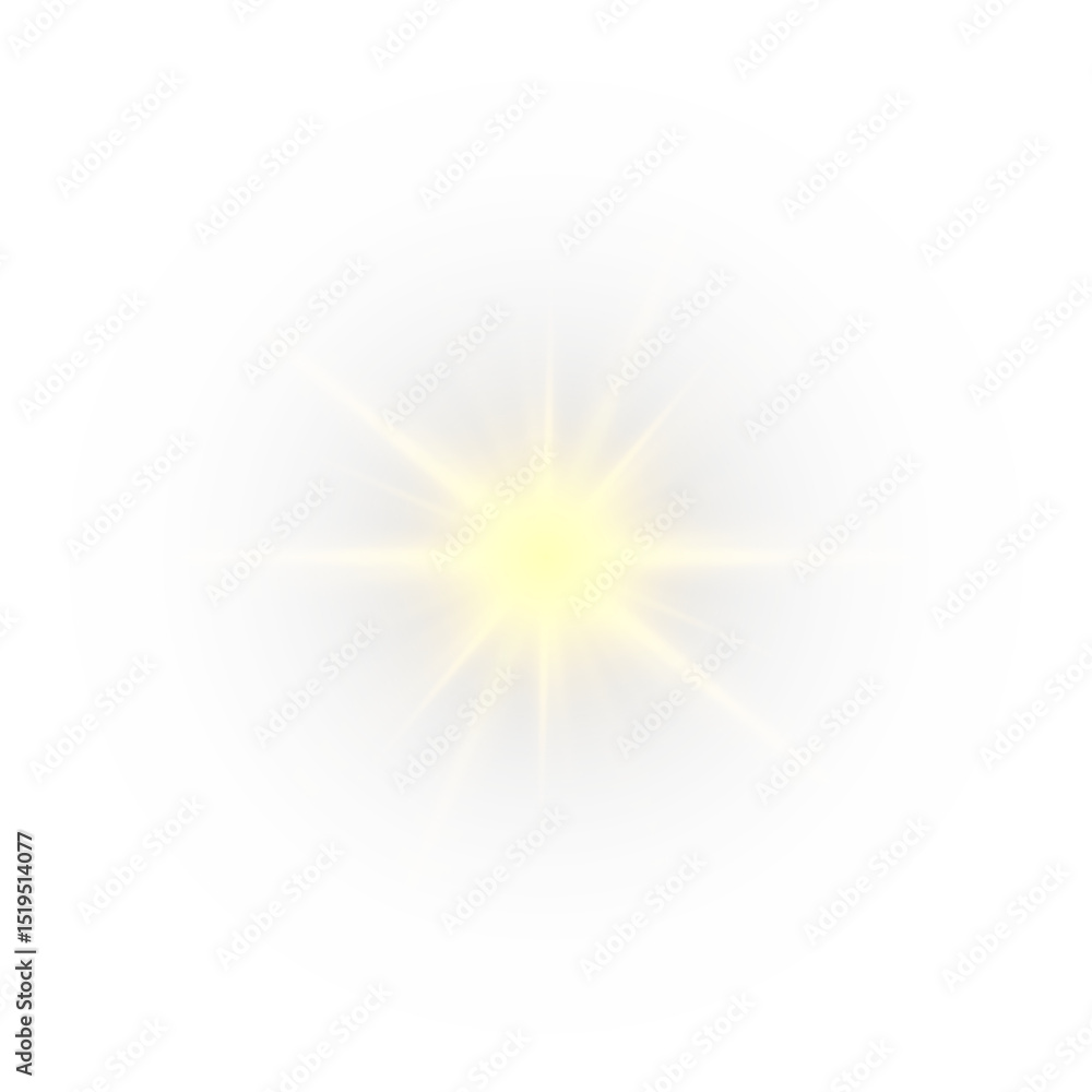 Obraz premium Png shine gold star. light with sparkle effect. Glowing yellow light, magic star sparks. 