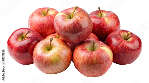 A delicious group of seven apples featuring red and yellow color variations Transparent PNG