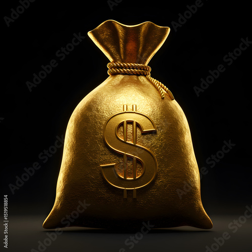 Golden Fortune: A 3D Render of Wealth and Prosperity