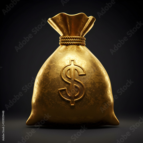 Golden Money Bag: Wealth, Finance, and Prosperity Symbol