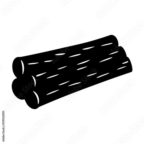 Black and white illustration of stack of logs for firewood purposes
