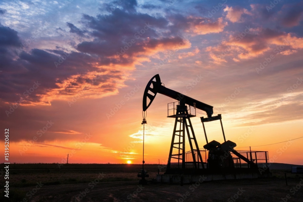 silhouette of an oil pump at sunset. Generative AI, Generative AI silhouette of an oil pump at sunset. Generative AI, Generative AI