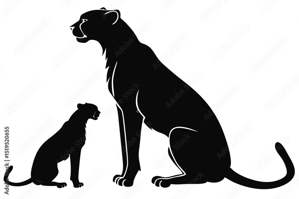 Obraz premium Elegant black panther family silhouette design wildlife and feline theme