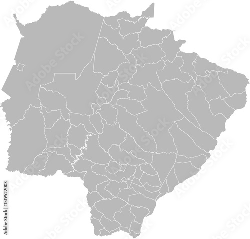Mato Grosso do Sul, Brazil – administrative vector map with municipality boundaries (Web Mercator projection, PPT-compatible & fully editable)
