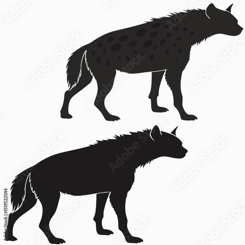 Hyena silhouette collection two poses wildlife graphic design element vector illustration