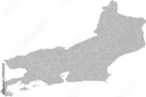 Rio de Janeiro, Brazil – administrative vector map with municipality boundaries (Web Mercator projection, PPT-compatible & fully editable)