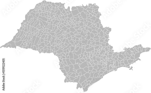 Sao Paulo, Brazil – administrative vector map with municipality boundaries (Web Mercator projection, PPT-compatible & fully editable)