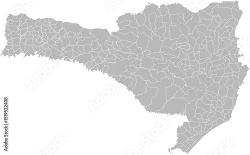 Santa Catarina, Brazil – administrative vector map with municipality boundaries (Web Mercator projection, PPT-compatible & fully editable)
