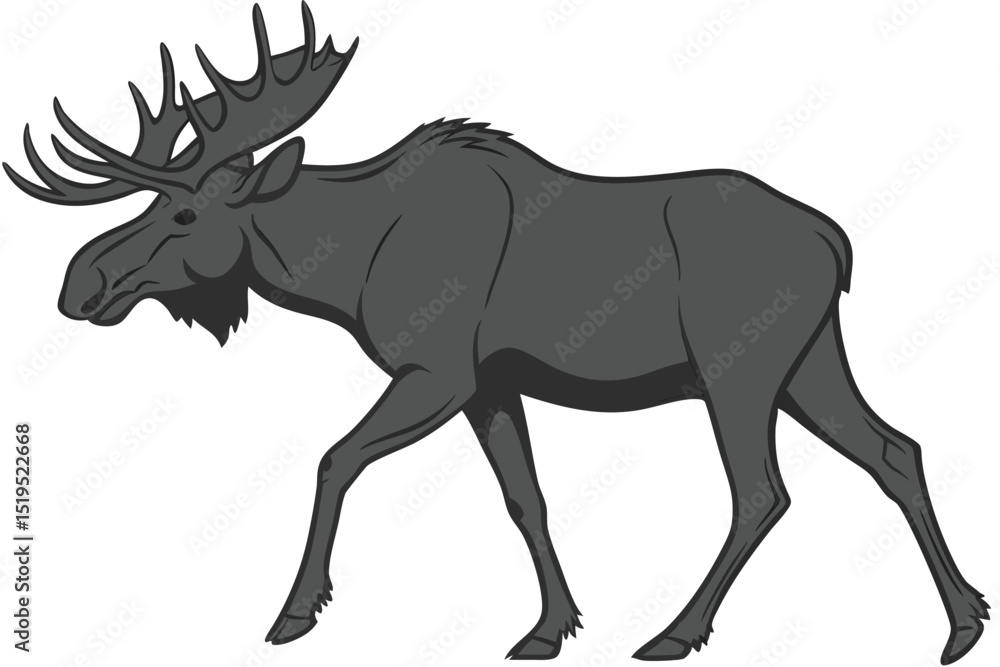 Majestic moose illustration walking animal design isolated on white background Majestic moose illustration walking animal design isolated on white background