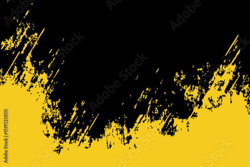 Modern vector texture element. High-contrast yellow and black painted effect with distressed, jagged edges, creating a raw and urban feel for graphics.