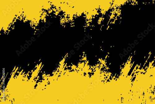 Bold vector grunge background. Abstract black textured stripe with rough, distressed edges on a vibrant yellow backdrop, perfect for modern, edgy designs.