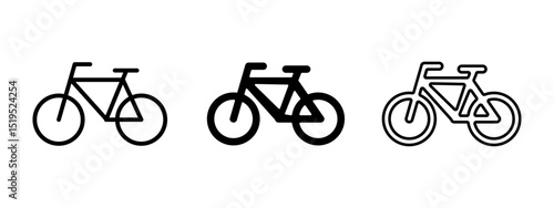 Bicycle icon. Classic bike with two wheels and frame structure vector illustration. Represents eco-friendly personal transport symbol. Ideal for commuting, fitness, and cycling pictogram.