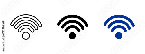 Wifi icon. Wireless signal symbol with radiating curved lines vector illustration. Represents internet connectivity and mobile access point symbol. Network communication and router pictogram.