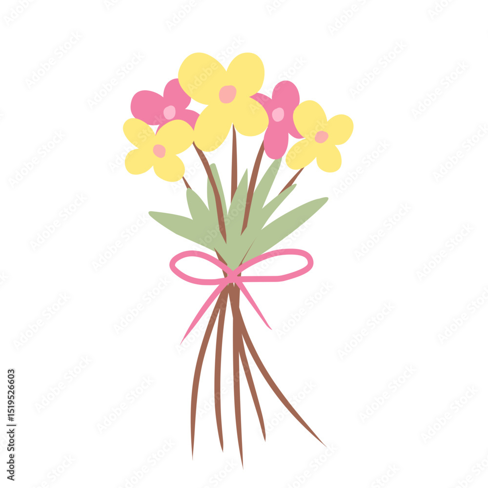 Naklejka premium Cute a mini bouquet of flowers