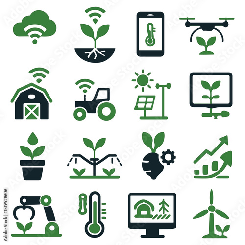 Collection of Modern Agricultural Technology Icons