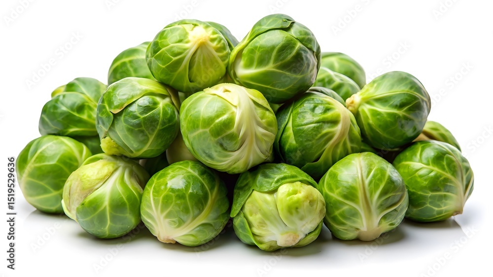 Fototapeta premium Pile of fresh green brussels sprouts isolated