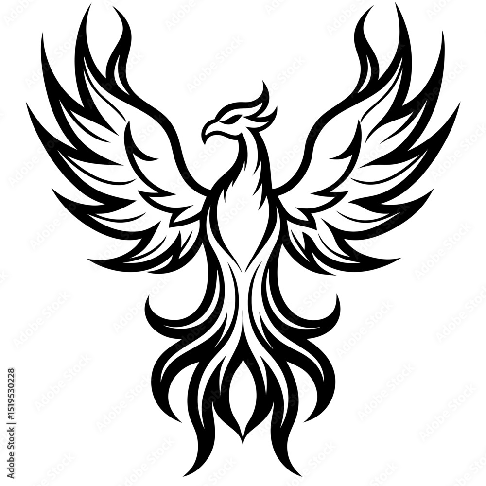 Tribal Phoenix Rising – Vector on White Tribal Phoenix Rising – Vector on White