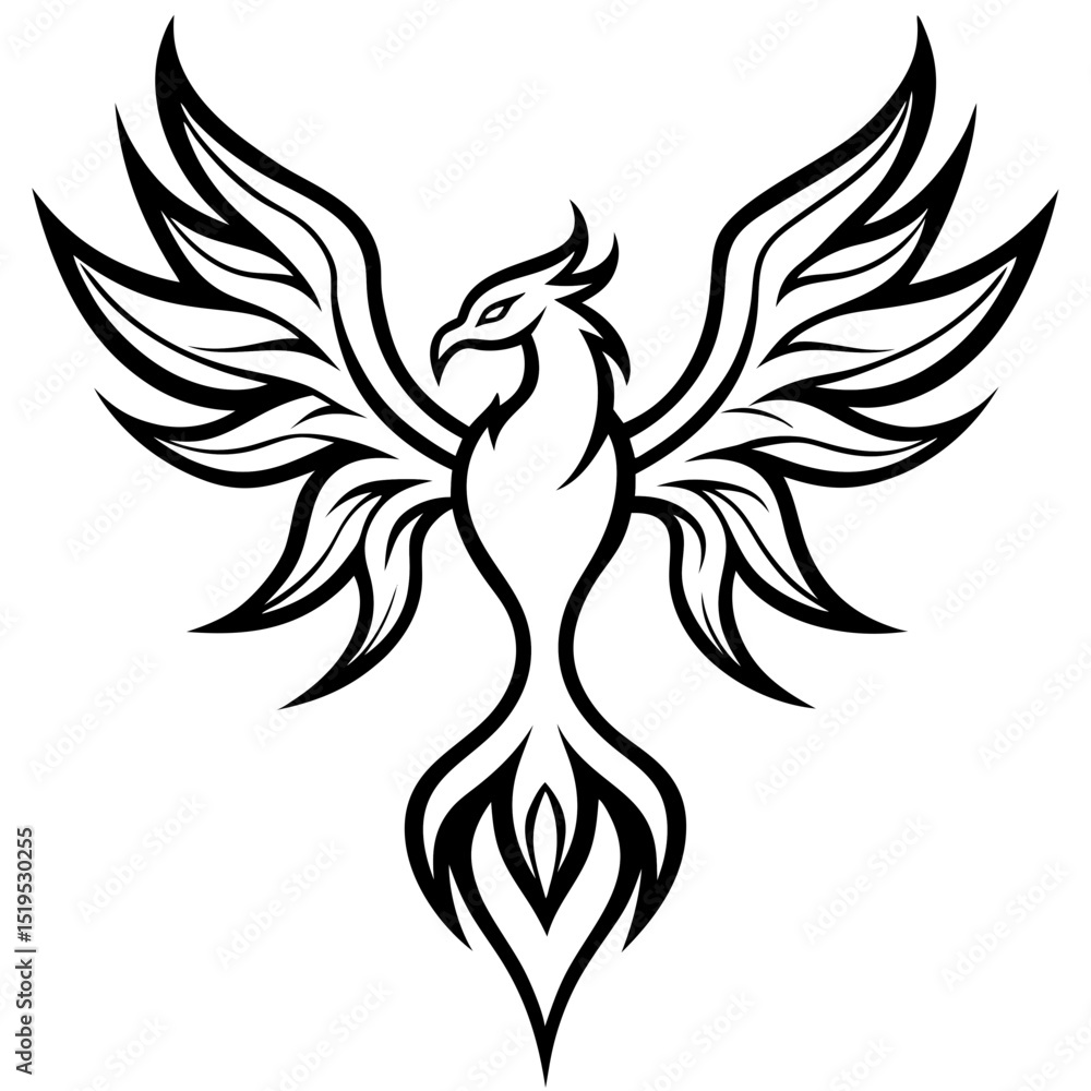 Tribal Phoenix Rising – Vector on White Tribal Phoenix Rising – Vector on White