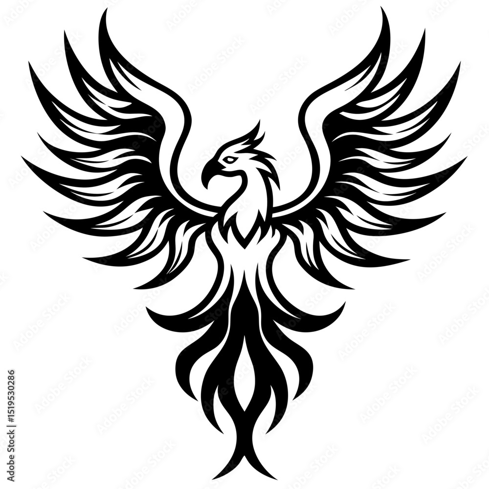 Tribal Phoenix Rising – Vector on White Tribal Phoenix Rising – Vector on White