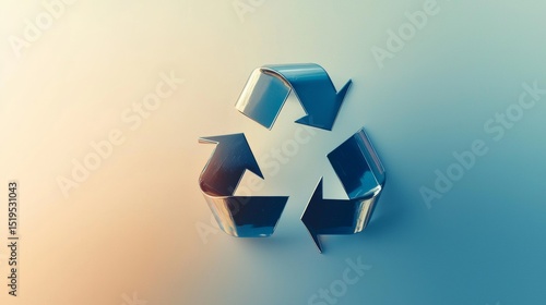 Stylish metal recycling symbol with modern design in soft gradient colors representing sustainability and eco-friendliness