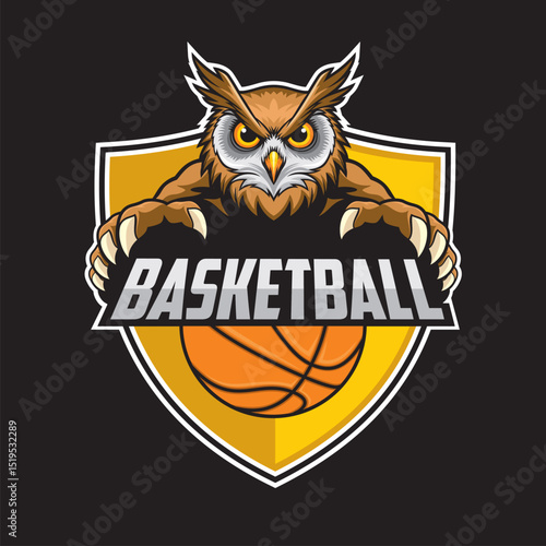 basketball club logo owl vector illustration design