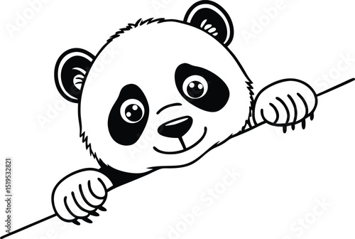 Cute Black and White Panda Illustration cartoonish panda