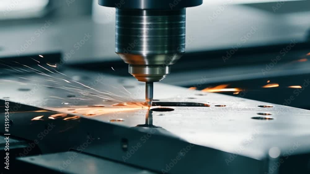 Metalworking machine cuts metal plate Metalworking machine cuts metal plate