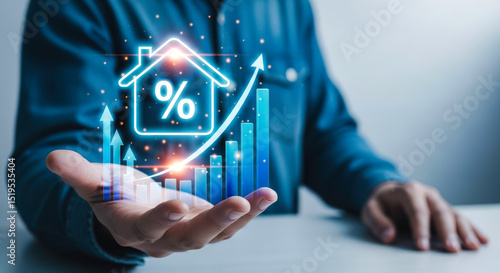 Fototapeta Naklejka Na Ścianę i Meble -  Mortgage rates rising interest rates home loan finance property investment growth