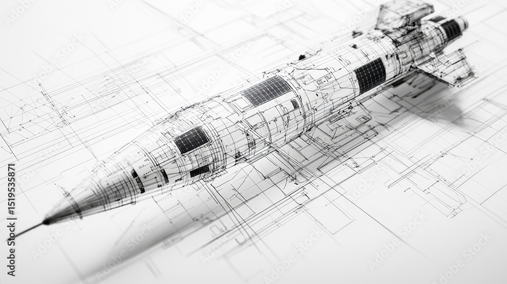 custom made wallpaper toronto digitalDetailed engineering design for a futuristic rocket with intricate blueprints and technical specifications