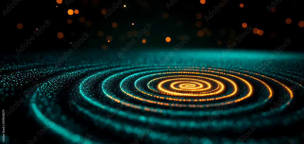 Fototapeta premium Colorful Swirling Patterns of Light Create a Mesmerizing Optical Illusion at Night With Glowing Dots