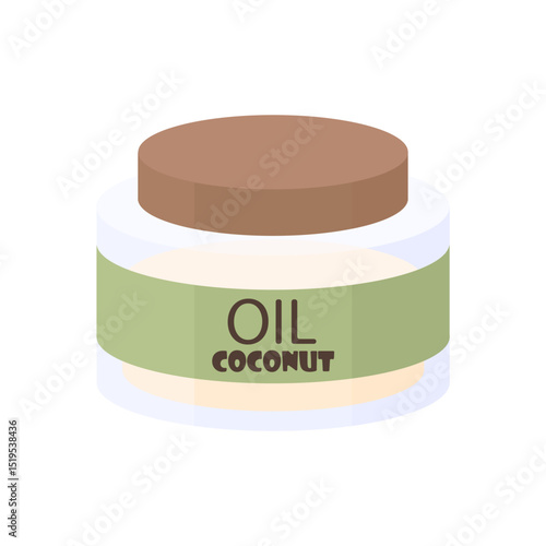 Coconut oil in a glass jar. Hair cosmetics, body care, etc. Cooking oil