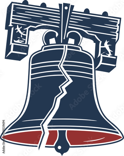 Patriotic Liberty Bell with Red Interior