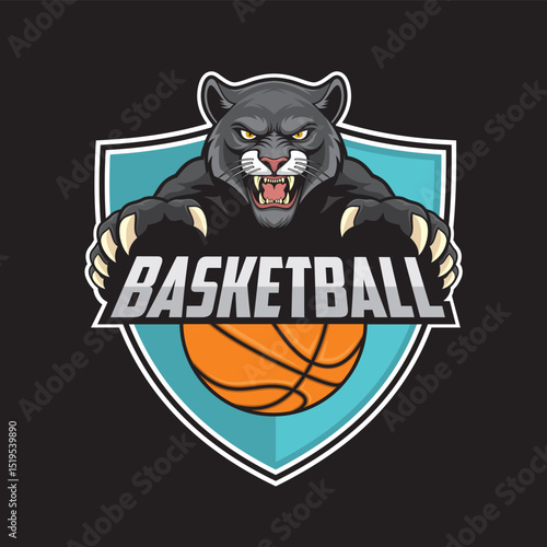 basketball club logo panther vector illustration design
