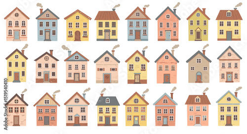 Pastel house collection illustration