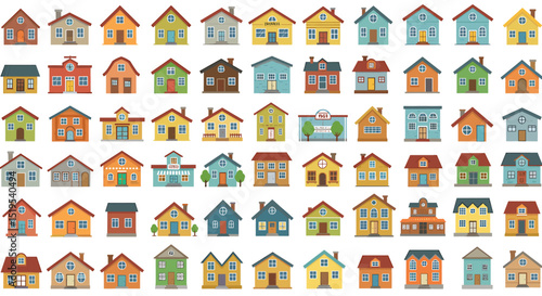 Colorful flat design houses
