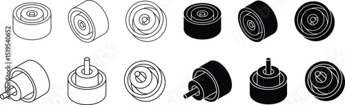 3d mechanical components vector silhouette