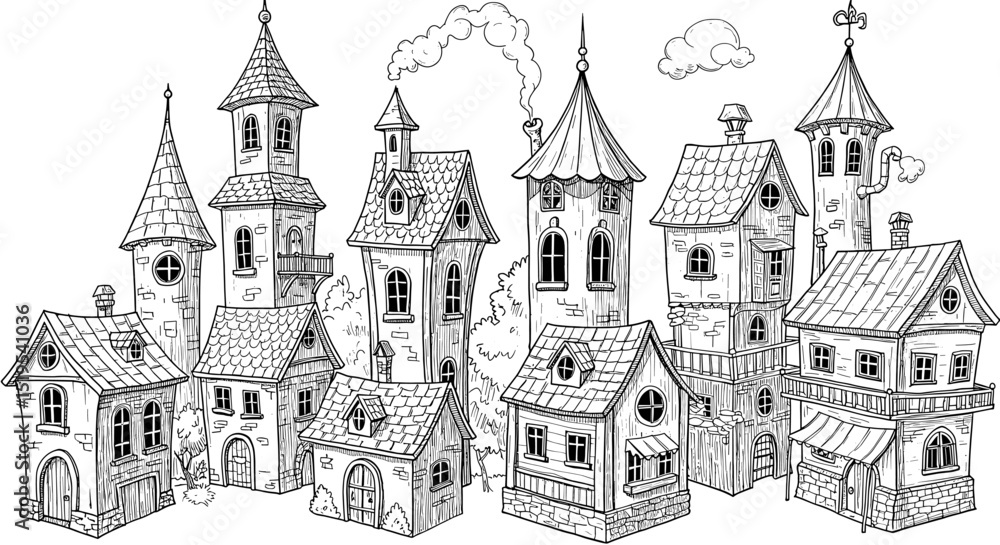 Fantastical houses illustration Fantastical houses illustration