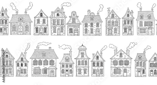 Historic european houses illustration