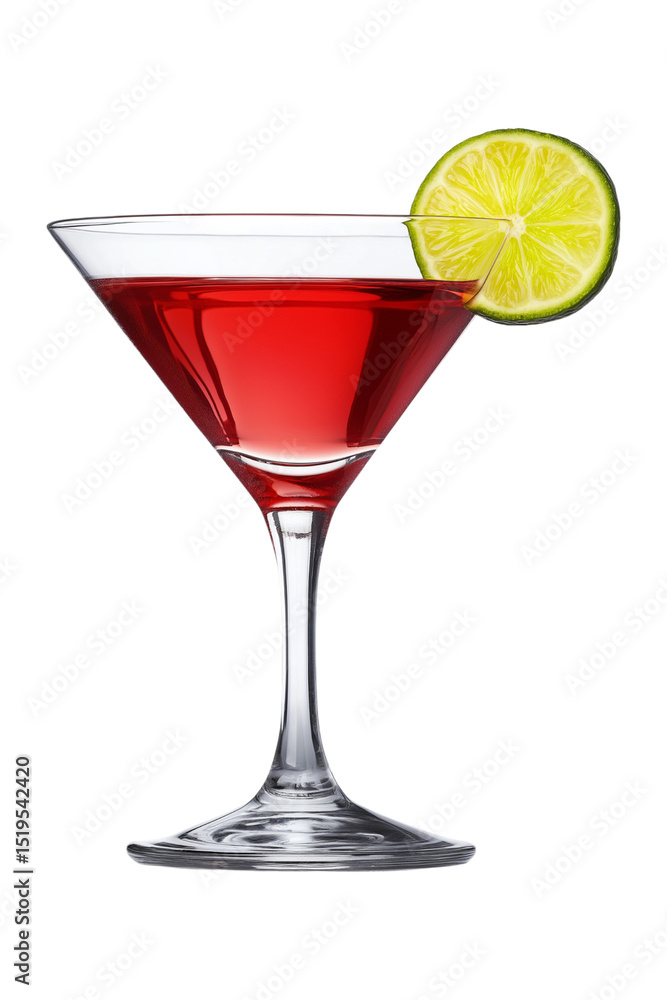 Cosmopolitan Cocktail with Lime Wedge on White Background for Use in Bar Promotions and Blogs Cosmopolitan Cocktail with Lime Wedge on White Background for Use in Bar Promotions and Blogs
